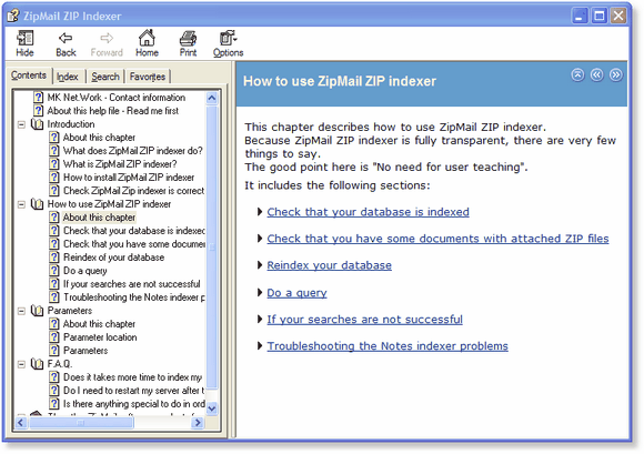 ZipMail Zip Indexer for Lotus Notes - Fichier d'aide